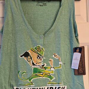 Notre Dame Fighting Irish Sleeveless T-Shirt Tank sz M Green Retro